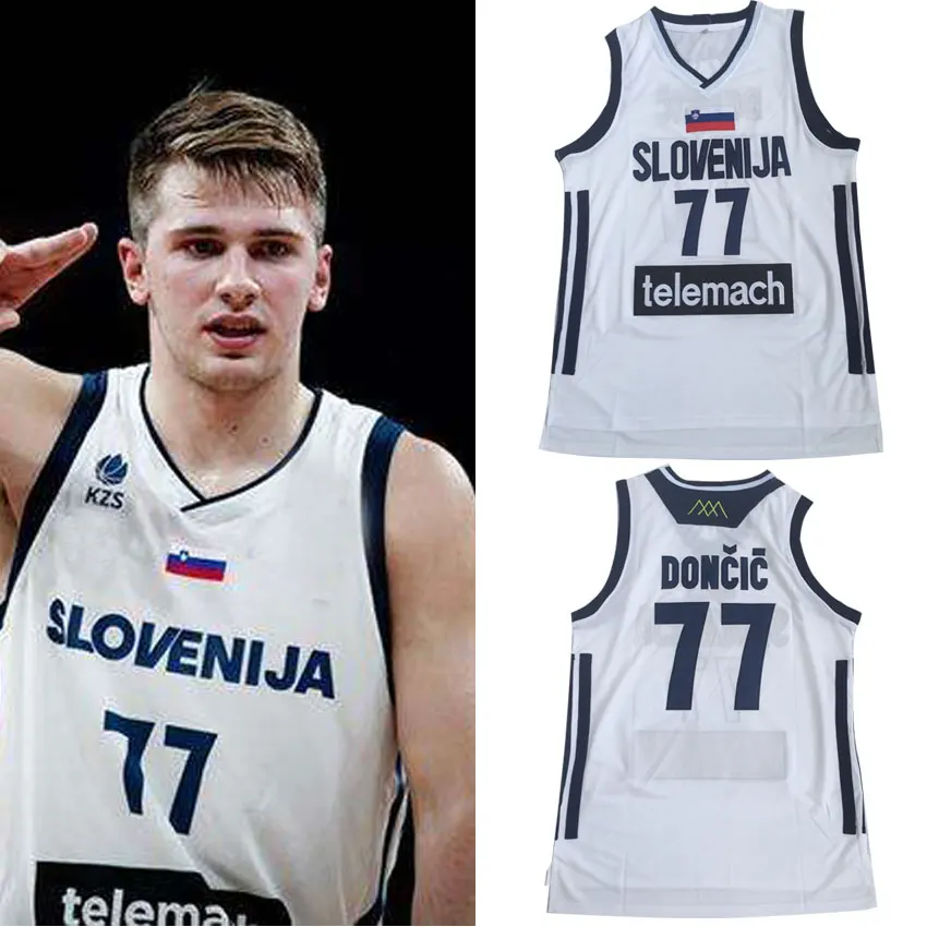Мужские #77 лука Doncic Джерси Дешевые баскетбольные майки из джерси словенская команда ретро сшитые рубашки корзина спортивные майки - изображение