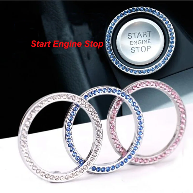 

Youwinme Universal Crystal Car Start Engine Stop Ignition Key Ring Diamond Decal Sticker One-Button Rhinestones Decoration