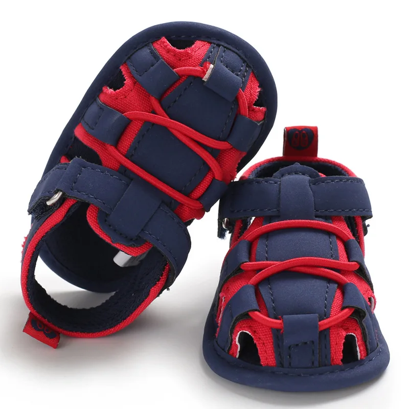 Летние сандалии для новорожденных; сандалии для маленьких мальчиков; Повседневная дышащая открытая детская обувь из тканого материала; тапочки; сандалии на босую ногу для малышей