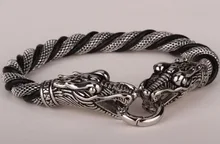 Dragón pulsera de cadena para mujeres de los hombres de acero inoxidable 316L del motorista pesado punky de la joyería del tono de plata 223 al por mayor dropshipping 8.5″