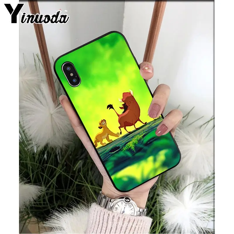 Yinuoda Lion King Simba TPU Мягкий силиконовый черный чехол для телефона iPhone 5 5Sx 6 7 7plus 8 8Plus X XS MAX XR