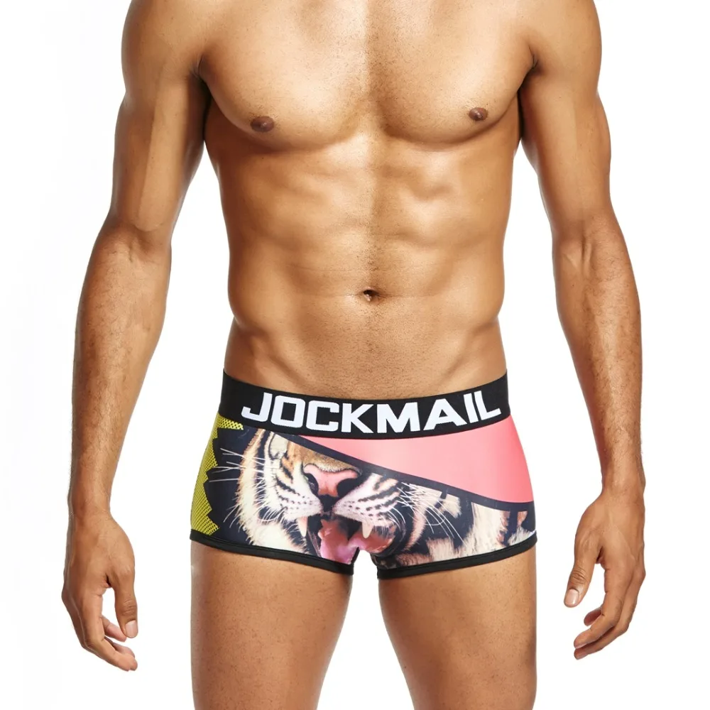 New JOCKMAIL Brand Sexy Mens Underwear Boxer shorts Sexy playful printed mens trunks panties cuecas boxer Gay Underwear funny boxers for men