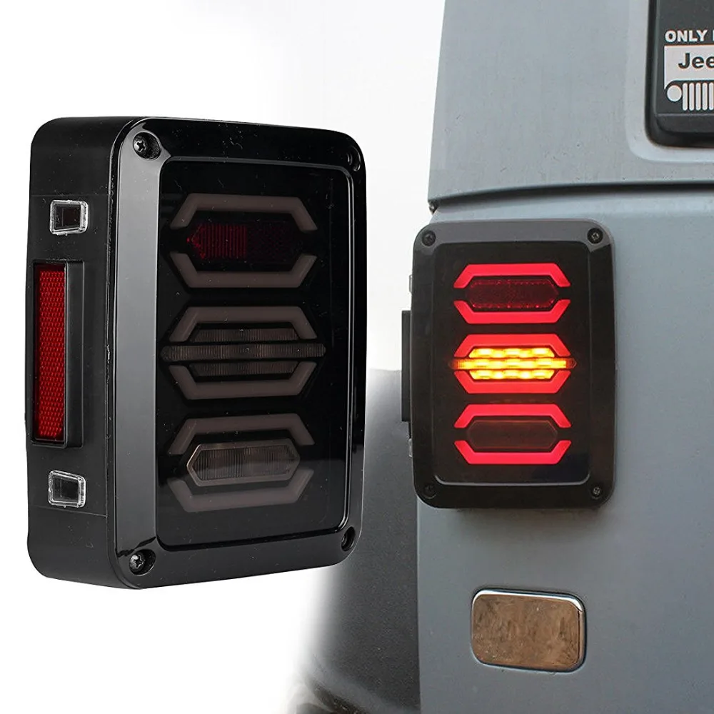 FADUIES LED Tail Lights for Jeep Wrangler JK Brake Reverse Turn Signal Lamp Rear Parking Stop Back Up Lamp (Smoked Diamond) FADUIES LED Tail Lights for Jeep Wrangler JK Brake Reverse Turn Signal Lamp Rear Parking Stop Back Up Lamp (Smoked Diamond)
