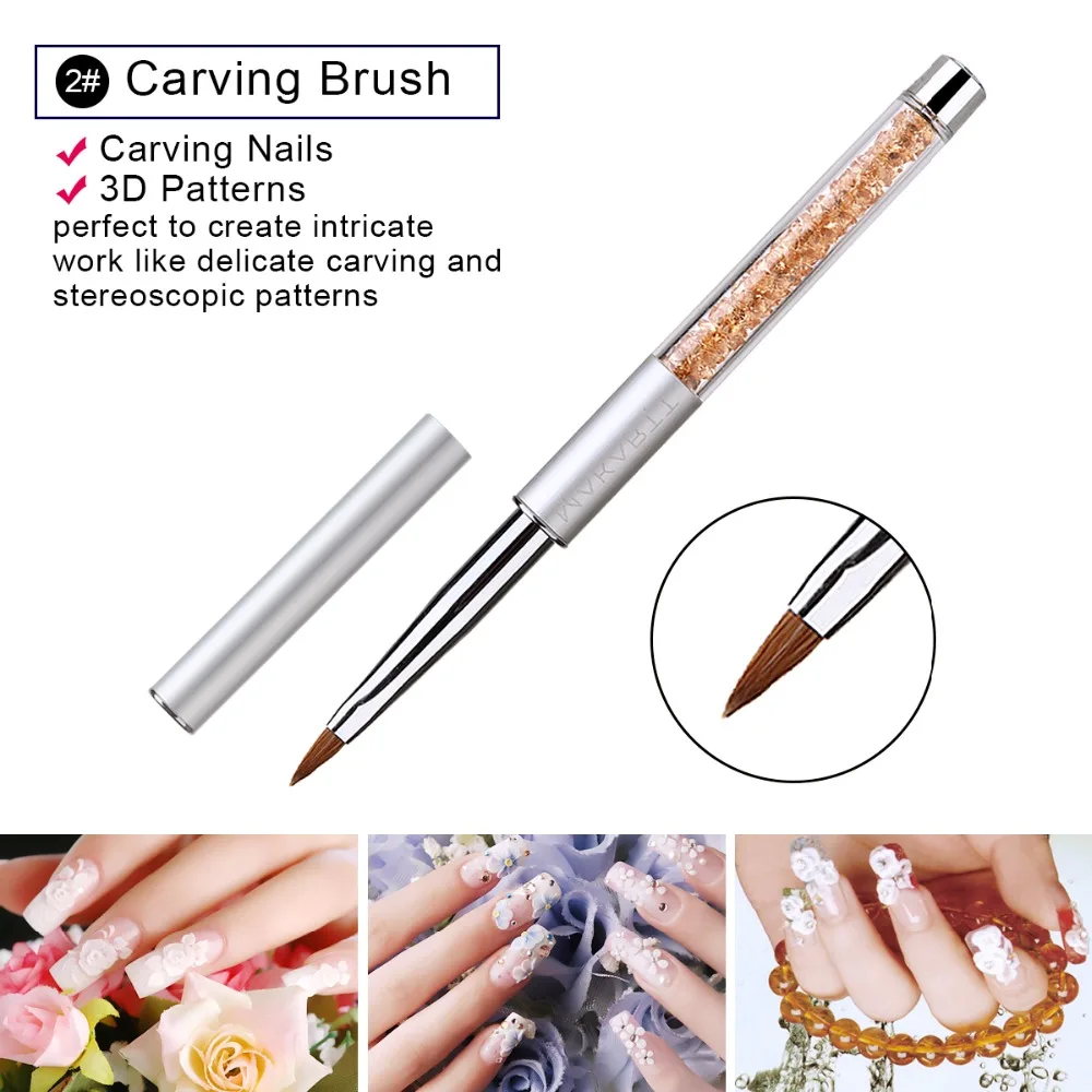 Jogo de Escova da Arte do Unha Alça com Roll Makartt Jogos Lote Luxo 6 Pçs Set Sable Acrílico Escova Gel Caneta Strass up Bolsa G0166xx 30 - 6 Cheap Escovas de unhas