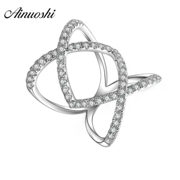 

AINUOSHI Geometry 925 Sterling Silver Flower Wedding Rings Cute Engagement Anniversary Hallow Rings Anniversary SilverJewelry