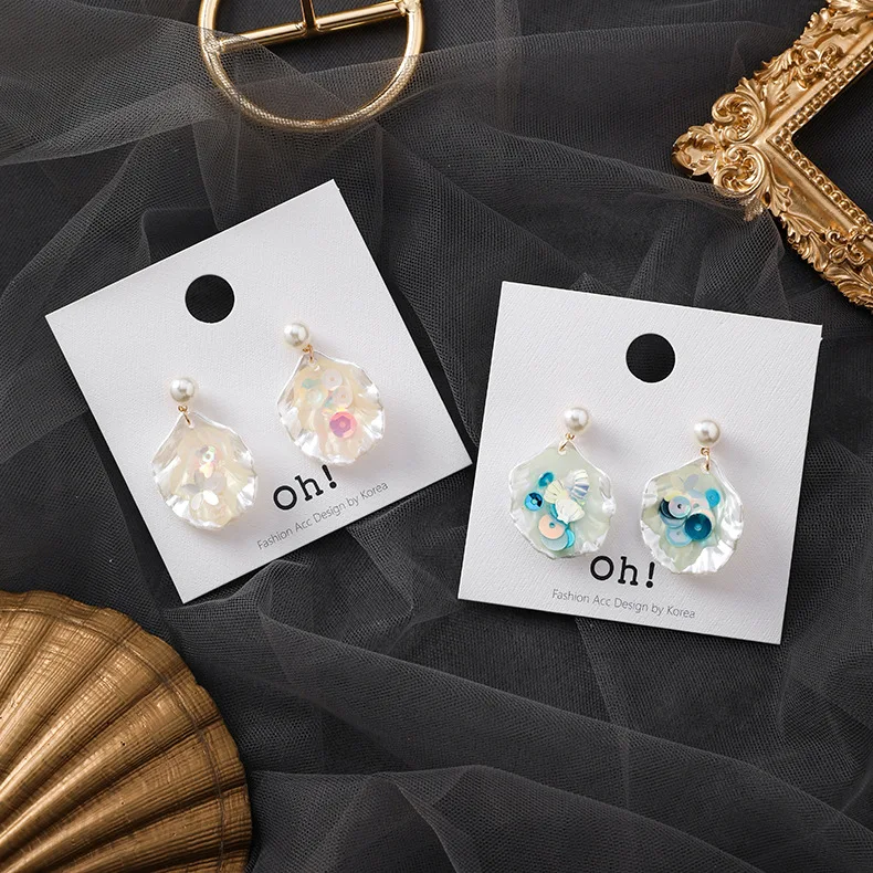 

New Shell Earrings 2019 for Women Fashion Imitation Pearls Acrylic Drop Dangle Earrings Summer Sea Beach Party Jewelry Gifts