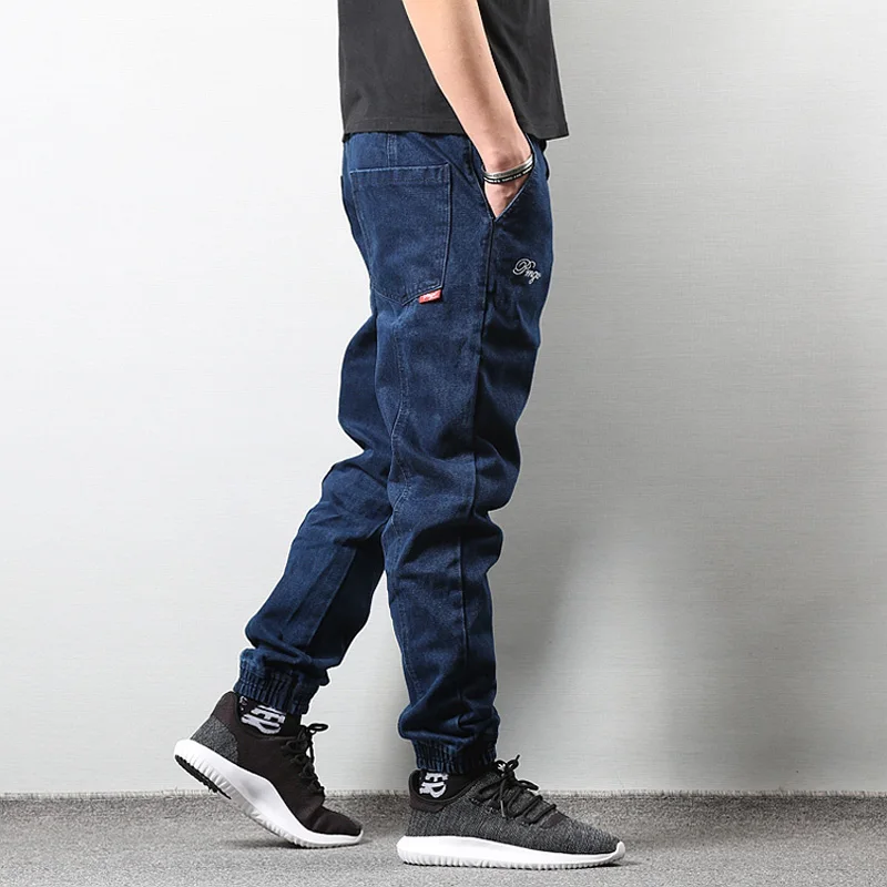 Japanese Style Fashion Men Jeans Blue Color Slim Fit Denim Cargo Pants hombre Long Trousers Streetwear Hip Hop Joggers Jeans Men