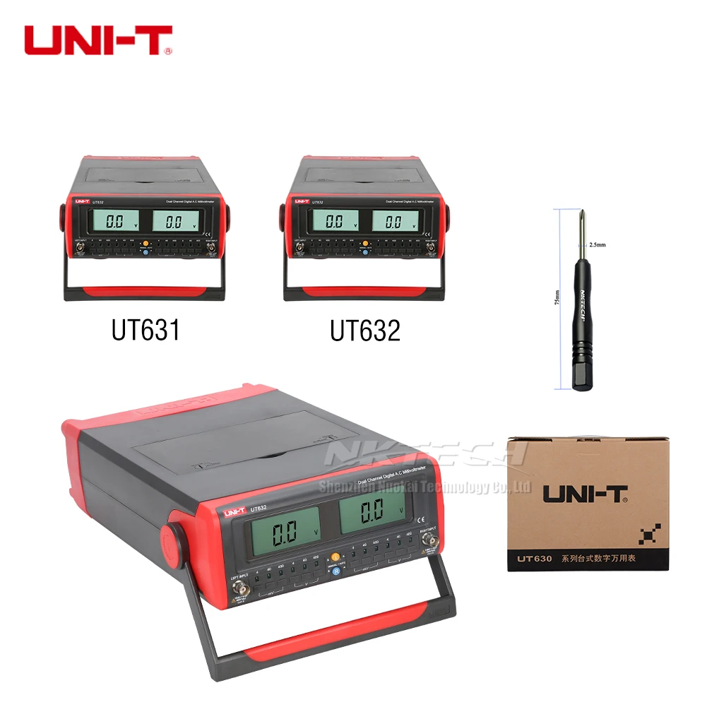UNI T UT631 UT632 AC милливольтметр двухканальный Milli вольтметр цифровой ЖК дисплей