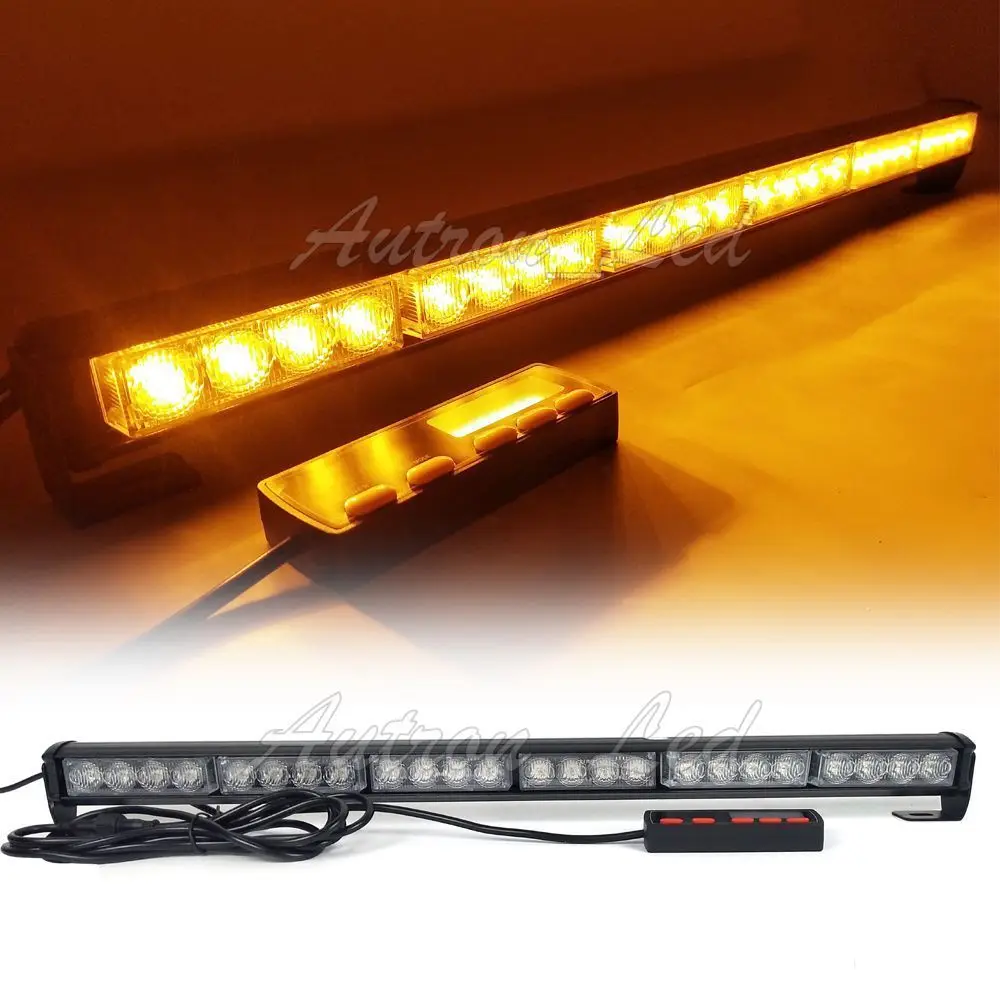 

26" Inch 24W LED Amber Warning Traffic Adviser Directional Arrow Strobe Lightbar