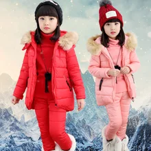 Children’s Fashion Girls Cotton Three Sets clothing Girl’s clothes New Year dress baby kids Winter clothes Down cotton