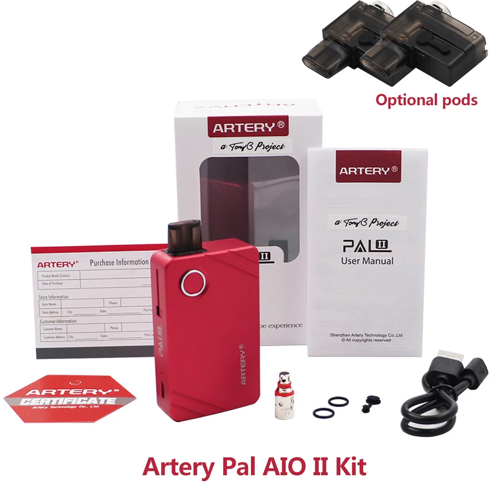 Артерия Pal AIO II комплект 1000 мАч с 3 мл бак pod костюм 1.2 Ом/сетка 0.6ом катушки MTL Vape