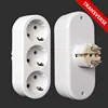 Enchufe de conversión de 1 a 3 vías, enchufe adaptador de corriente de 16A, estándar alemán de la UE, 2 agujeros, CA 250V ► Foto 1/5