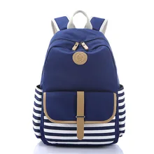Girl School Backpack Lightweight Striped Canvas School Backpacks for Teenager Girls School Rucksack Bookbags