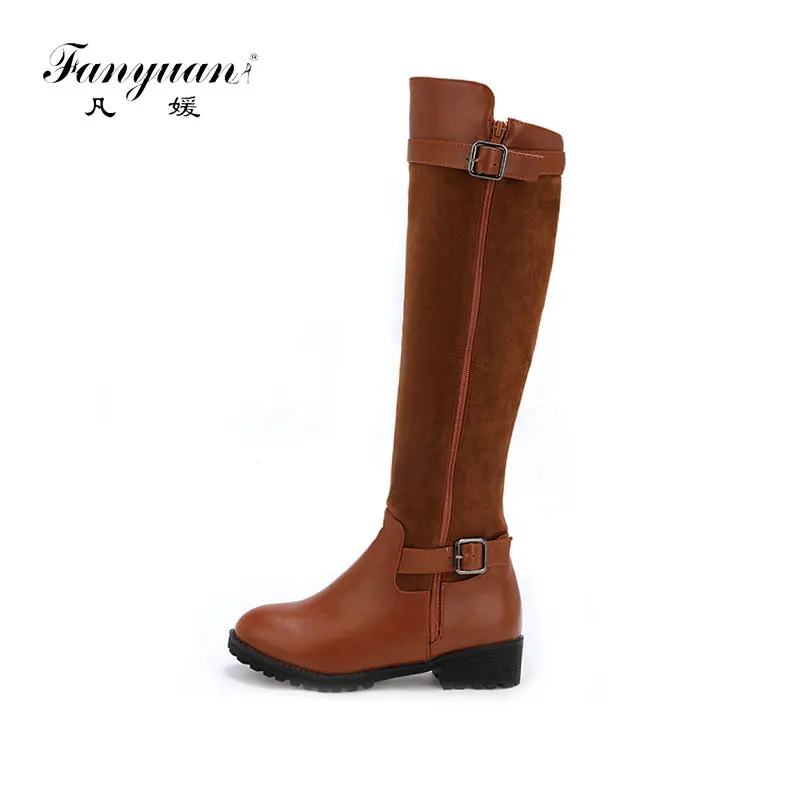 

fanyuan Brand Women Boots Autumn Winter Keep Warm Knee high Boots sexy zipper High Heels Boots Fashion Round Toe for Women Shoes