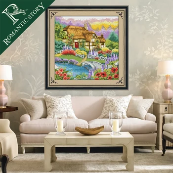 

Romantic Story Spring Village Scenic Home Decoration Cross Stitch Handmade Needlework DMC Cross-Stitch For Embroidery Kits