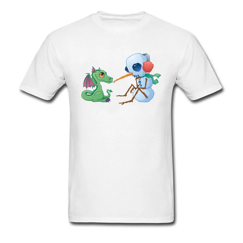 Brand New Men T-Shirt Crew Neck Short Sleeve 100% Cotton Fabric Snowman and Dragon Tops Shirt Europe T-Shirt Top Quality Snowman and Dragon white