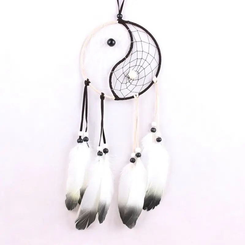 1PCS 6.5" Diameter Dream Catcher Handmade Traditional Dream Catche Yin Yang 16" Long Home Decoration Hot - Цвет: B