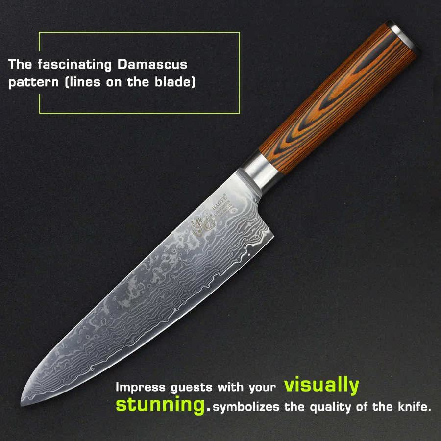 HAOYE 2 шт. набор кухонных ножей японский vg10 качественный дамасский ресторанный нож
