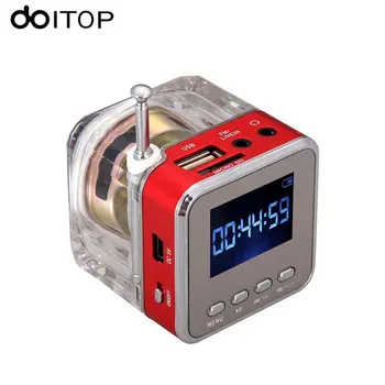 

DOITOP TT-028 Mini Speaker Crystal LED Display Music Subwoofer Loudspeaker Speaker TF Card/USB/AUX in Playing Music FM Radio