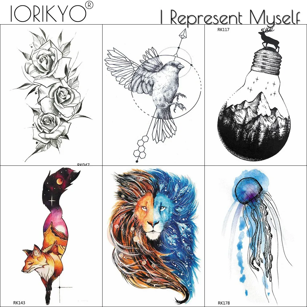 IORIKYO Galaxy Lion Flash Tatoo женский боди арт временная татуировка для рисования мужской