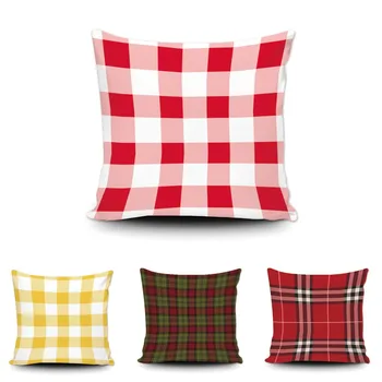

Red Yellow Grid Cushions Fashion Home Decorative Cushions Cover Car Sofa Bed Decor Throw Pillows Customize Geometric Cushions
