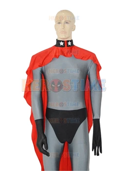 

Red Son Superman Grey Superhero Costume spandex fullbody zentai suit halloween cosplay costume