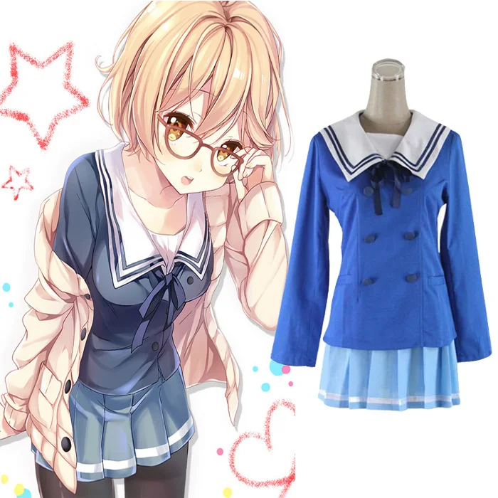 Beyond the Boundary Kuriyama Mirai anime Cosplay Costume Clothes Dress Set Uniform |