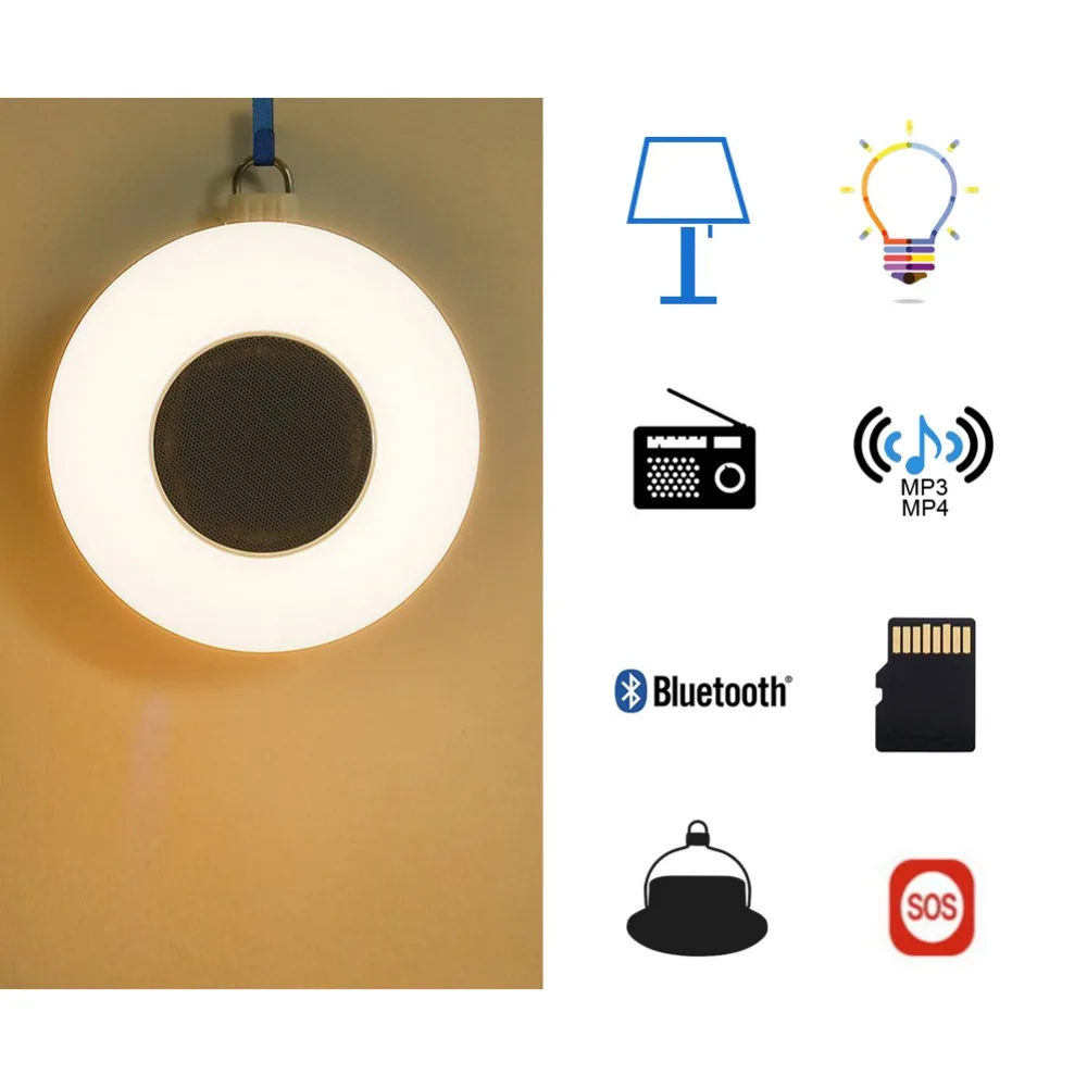 USB Перезаряжаемый походный фонарь Bluetooth портативный светильник Теплый светодиодный светильник 7 цветов с регулируемой яркостью лампы с сенсорным управлением 4 режима фонаря a