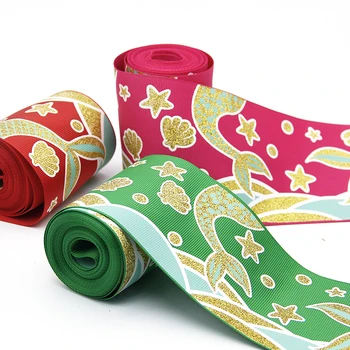 

David accessories 3" 75mm Ink fish tails star glitter Grosgrain ribbon 50yards,DIY Hairbow Handmade Materials,Gift Wrap,50Yc5423