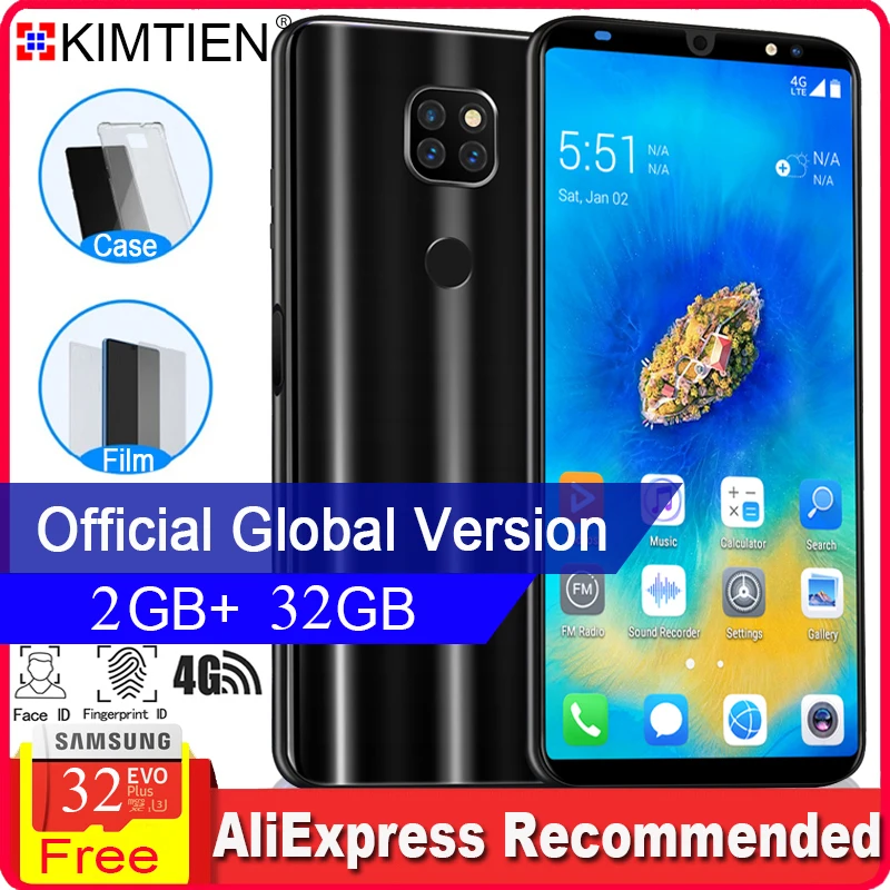 

Global Band FullScreen Smartphone 2GB+32GB 8core Android 8.0 Fingerprint Face Unlock Dual Camera 4G Smart Mobile Cell Phone