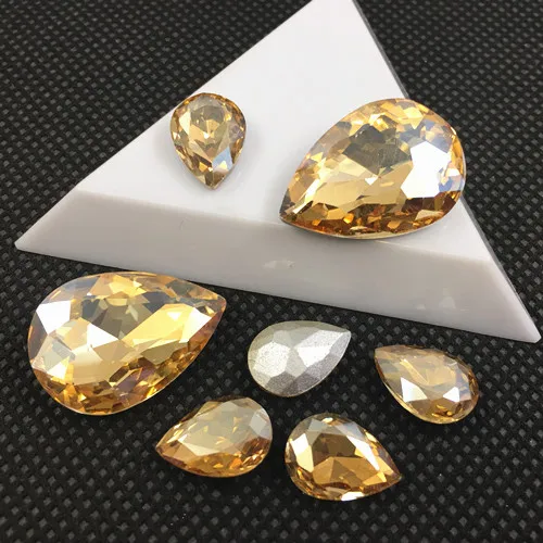4x6mm~30x40mm Colors Teardrop Glass Crystal Fancy Stone Pointed back Pear Rhinestone Droplet Beads for Jewelry Making 