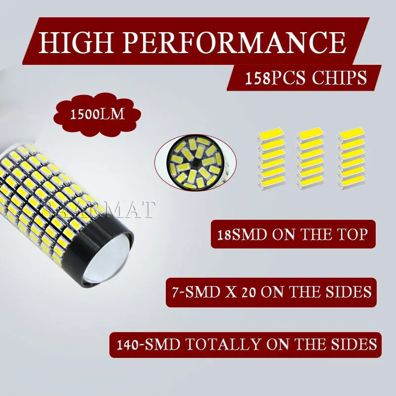 Пара 1156 P21W CANbus Белый Красный 158 SMD светодиодный лампы для Volkswagen Jetta MK6 дневных