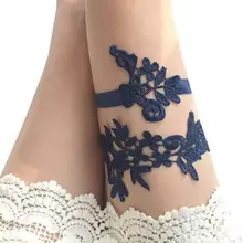 Белый темно-комплект свадебной подвязки что-то синее Embroidered garter простой свадебная Подвязка кружевная Свадебная подвязка подарок на девичник