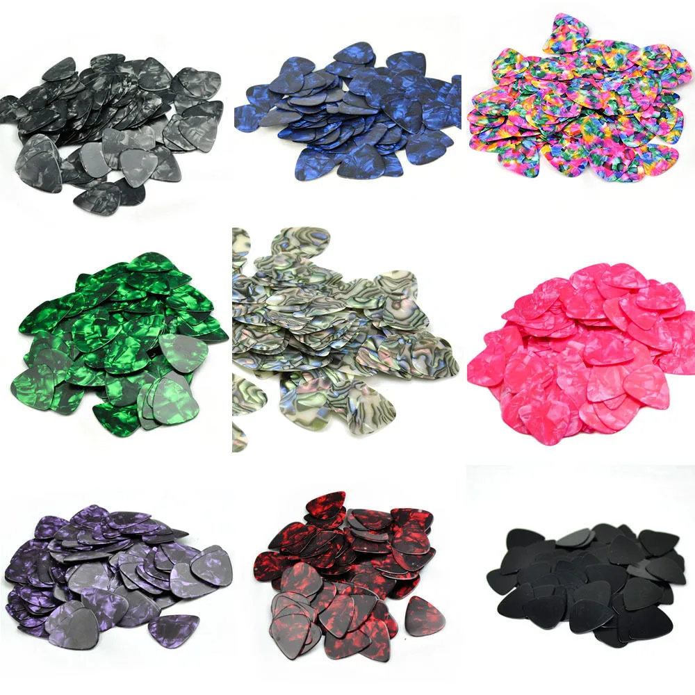 Lots of 100pcs Celluloid Guitar Picks Heavy 0.96mm Multi Colors 100pcs heavy 0 96mm 346 rounded triangle guitar picks plectrums celluloid assorted colors