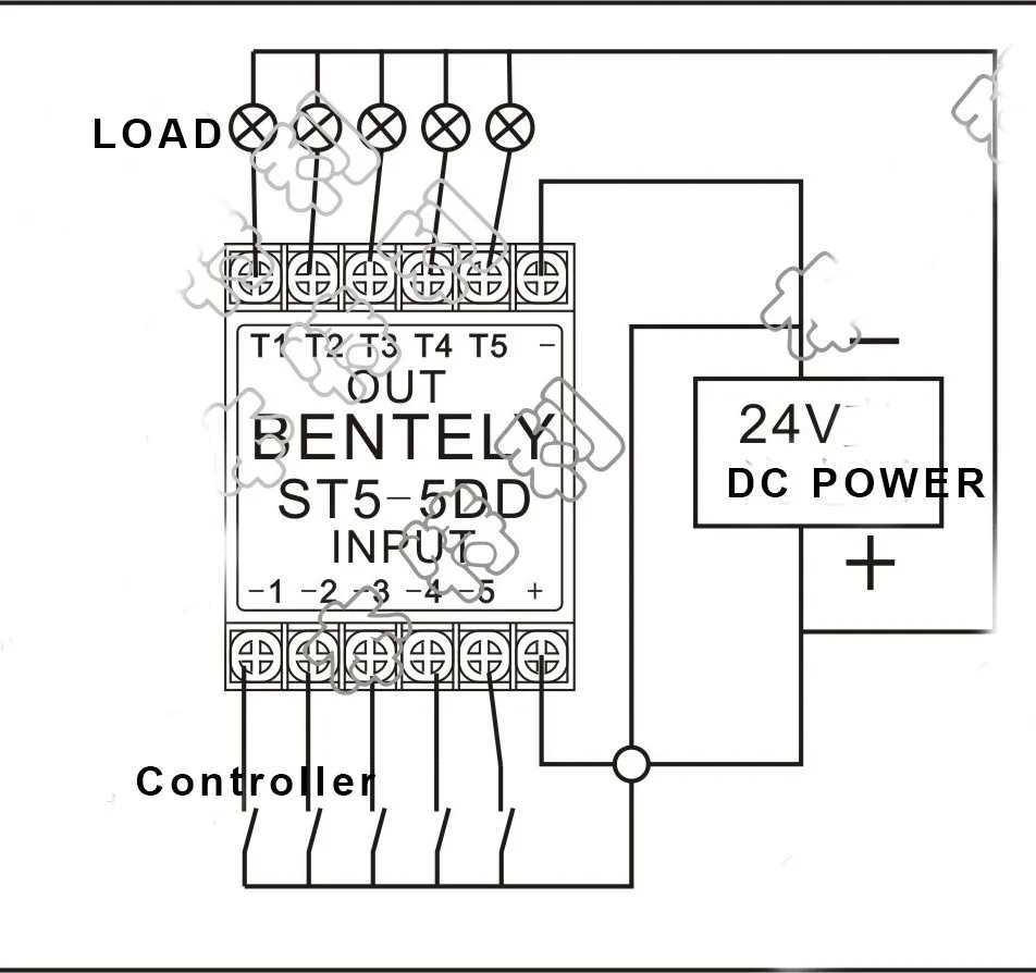 5DD 5 канальный din-рейку SSR quintuplicate пять вход выход 24VDC Однофазный DC твердотельные реле