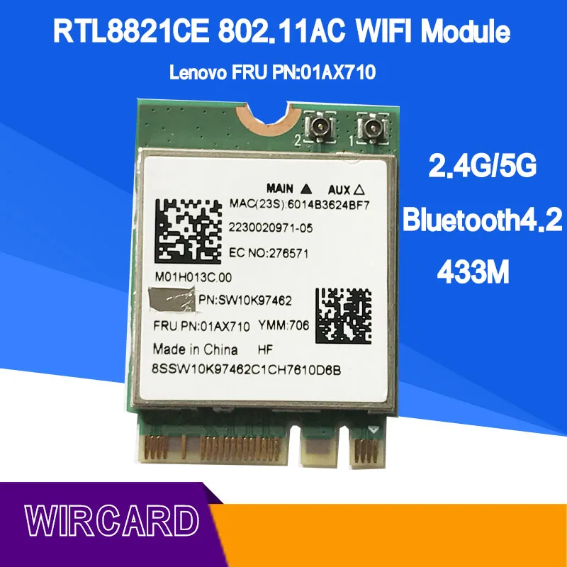 RTL8821CE 802.11AC 1X1 Wi-Fi+ BT 4,2 Combo адаптер card FRU 01AX710 беспроводная сетевая карта для ноутбука