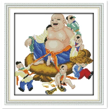 

Laughing Buddha Chinese Counted Cross Stitch Pattern Cross Stitch Kit 11CT 14CT Printed On Canvas DIY SET Embroidery Cross Set