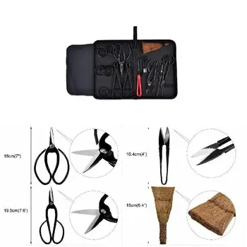 

15pcs bonsai carbon steel tool set cutting scissors kit with nylon case for garden trimming tool JA55