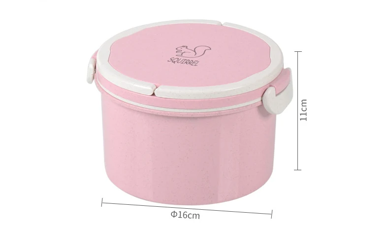 LIYIMENG Plastic Microwave Round Lunch Box 2 Layer Portable Dinnerware Food Storage Container Lunchbox For Picnic Office Workers A4
