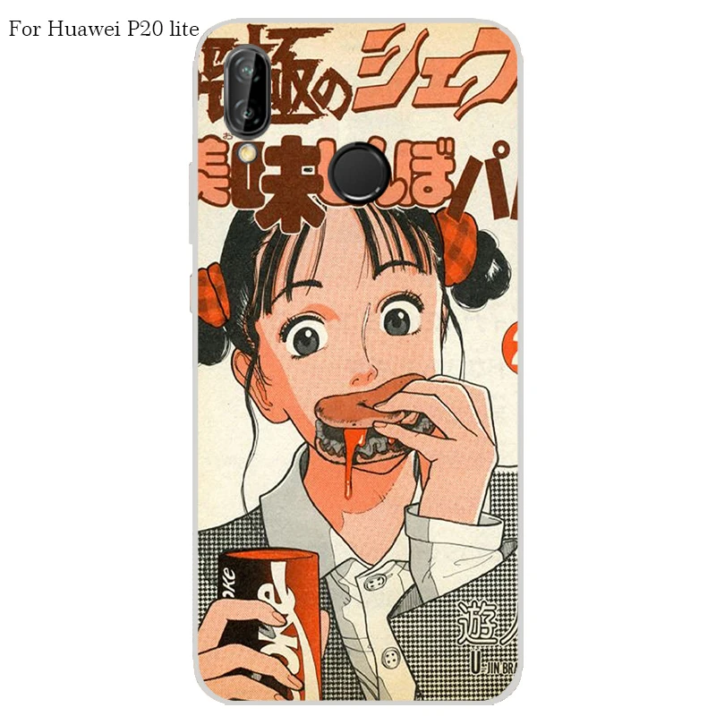 Huawei P20 lite Case Cover TPU Case For Huawei P20 lite Phone Cover Sweet Floral Cute Cat TPU P20 lite Soft Case Fashion 100%   a13
