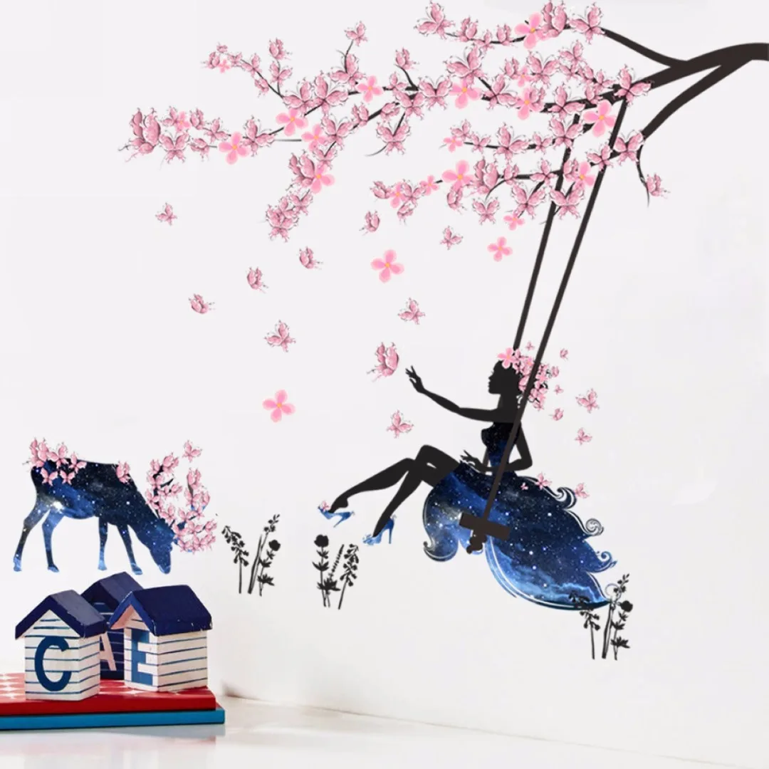 1pc Flower Fairy Art DIY Removable Vinyl Wall Stickers Decal Mural Home Office Decor