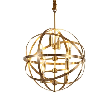 

Round full Copper LED pendant light ball lampshade 8 head droplight led bulb warm white 3000pure white E14 indoor hanging lamp