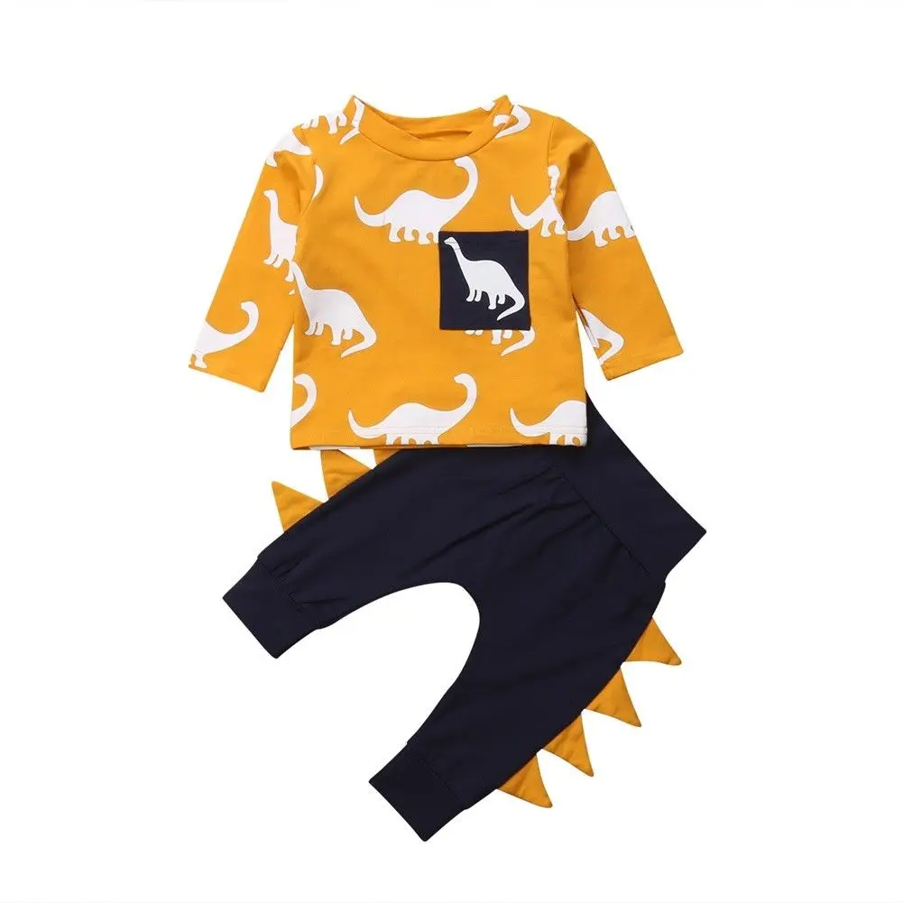 

Boy Clothing 0-3Y Newborn Toddler Kids Dinosaur Outfits Long Sleeve Cotton T-shirt Tops Harem Pant Trouser 2PCS Boys Clothes Set