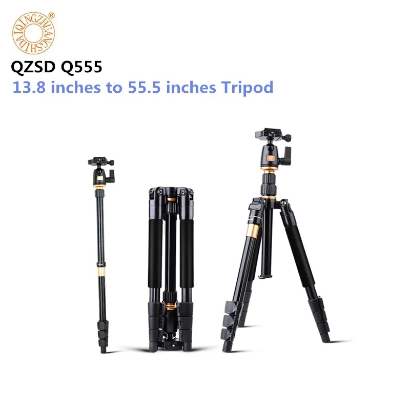 

Professional Extendable QZSD Q555 55.5 Inches Aluminium Alloy Camera Video Tripod Monopod With Quick Release Plate Stand