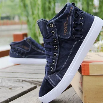 

LAIKIHAN Canvas shoes men 2019 new casual high to help wild denim men sneakers shoes mens shoes casual zapatos de hombre