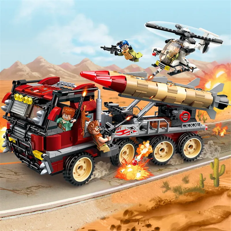 

ENLIGHTEN Military War Thunder Mission Army Super Weapon Rocket Car Figure Blocks Building Toys For Children