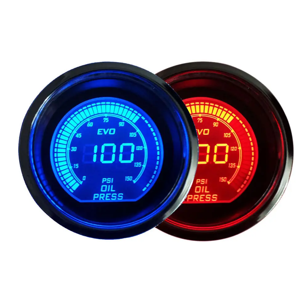 

DRAGON GAUGE 52mm EVO Oil Pressure Gauge Red&Blue Dual Led Display With Sensor