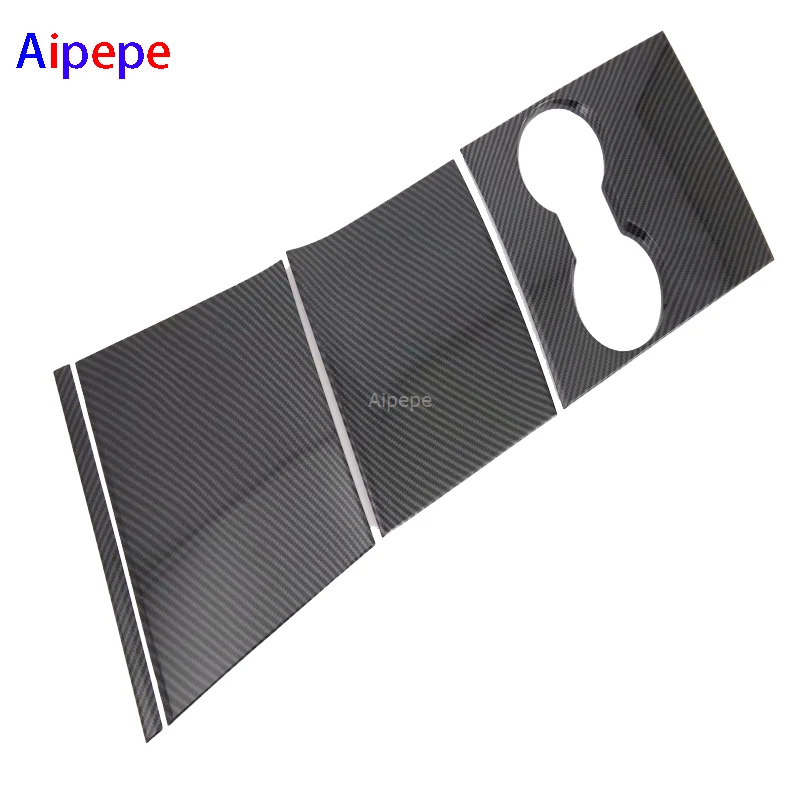 

For Tesla Model 3 Carbon Fiber Front Seats Middle Water Cup Holder Frame Sticker Cover Trim Car Styling