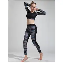 Женский комплект для йоги, камуфляжная Спортивная одежда для тренировок, повседневные штаны с высокой талией, спортивный костюм для фитнеса, женская одежда