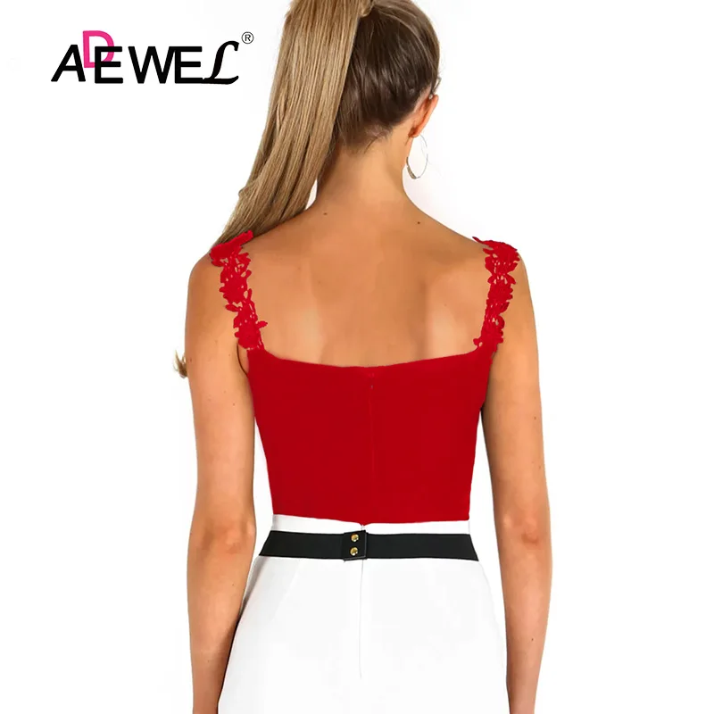 Red-Crochet-Plunge-Bodysuit-LC32221-3-2